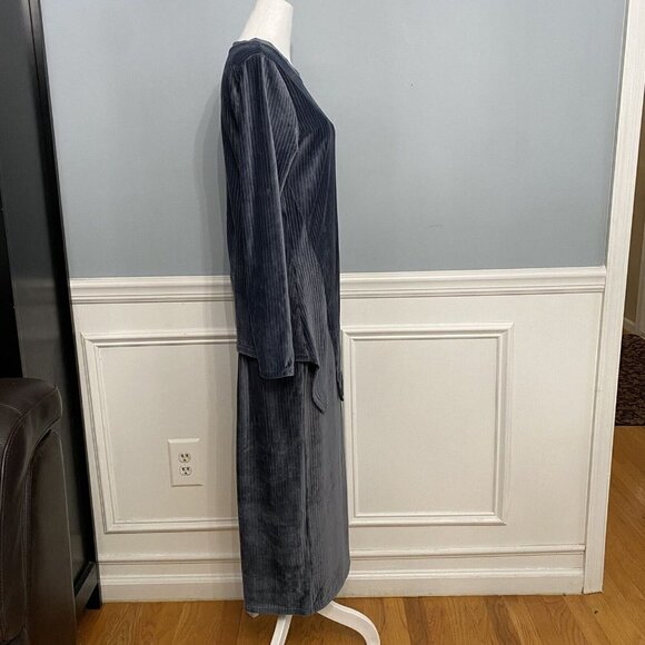 NWT Minimalist Ricciel Skirt Set Velvet Velour Blue Ribbed Modest Size Medium M - Picture 7 of 13